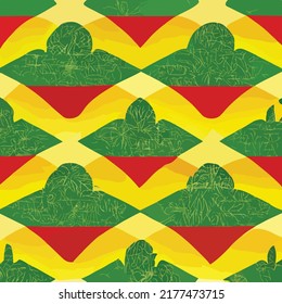 Traditional Reggae African Pattern - Decorative Naive Hand Painted  - Brush