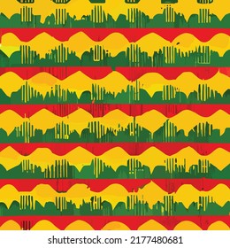 Traditional Reggae African Pattern - Decorative Naive Hand Painted  - Brush