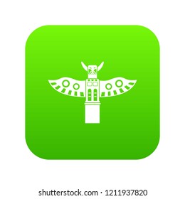 Traditional religious totem pole icon digital green for any design isolated on white vector illustration