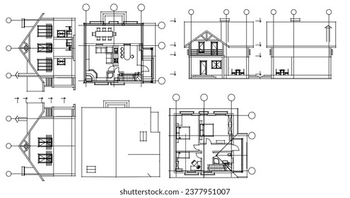 traditional residential architecture 3d illustration