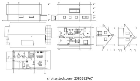 traditional residential architecture sketch house 3d