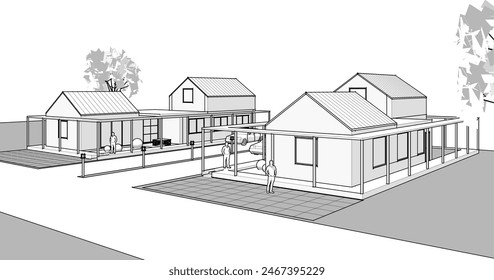  casa residencial tradicional 3d renderizado