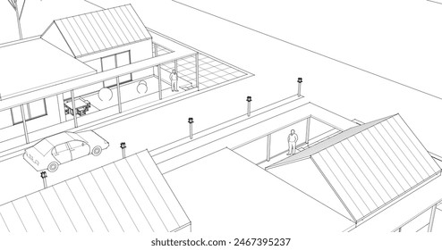 casa residencial tradicional 3d renderizado