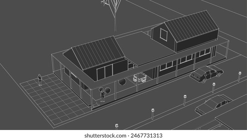 casa residencial tradicional 3d renderizado
