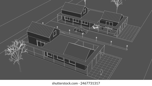 traditional residential house 3d rendering