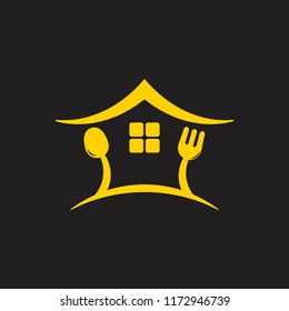 traditional restaurant house logo vector