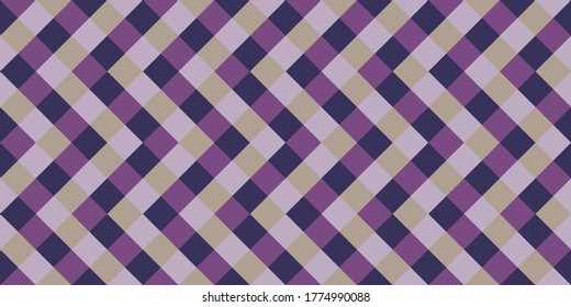 Traditional rhombus tiles seamless pattern vector graphic design. Square shapes retro background. Rhombus geometric seamless pattern, plaid textile print. Abstract squares endless backdrop.