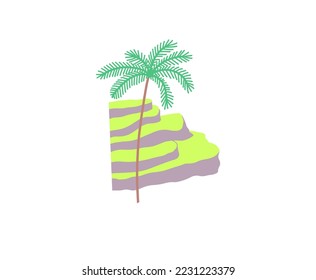 Traditional rice terraces in Bali, flat style vector illustration