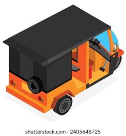 A traditional rickshaw, ideal for travel-themed designs, infographics, or presentations.