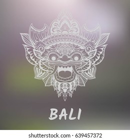 Traditional ritual Balinese mask. Vector outline illustration