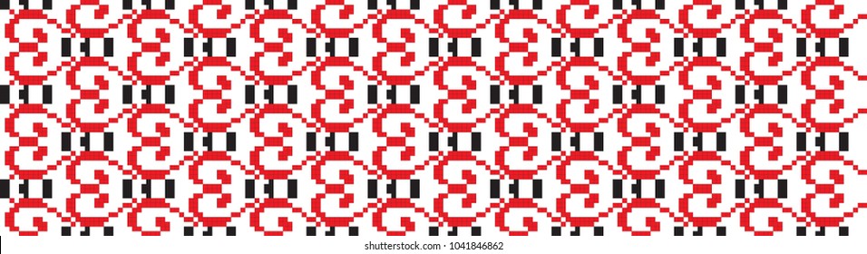 Traditional Romanian folk art knitted embroidery pattern
