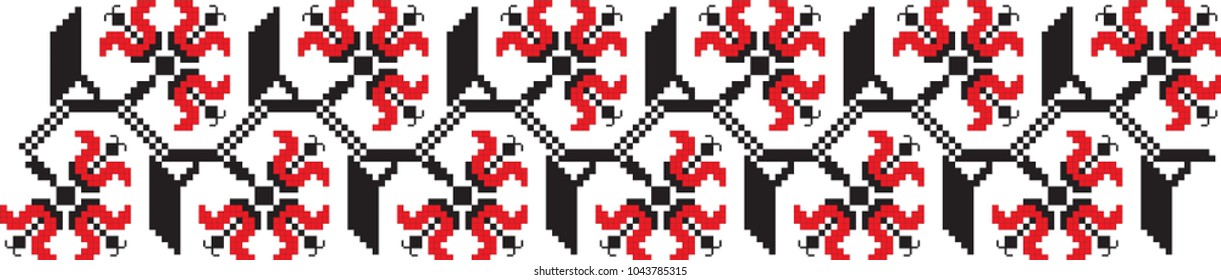 Traditional Romanian folk art knitted embroidery pattern