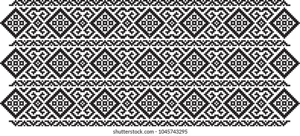 Traditional Romanian folk art knitted embroidery pattern