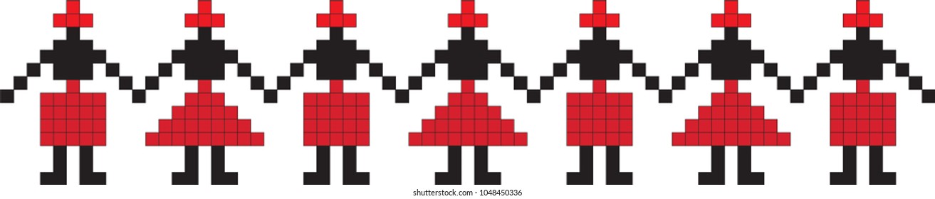Traditional Romanian folk art knitted embroidery pattern
