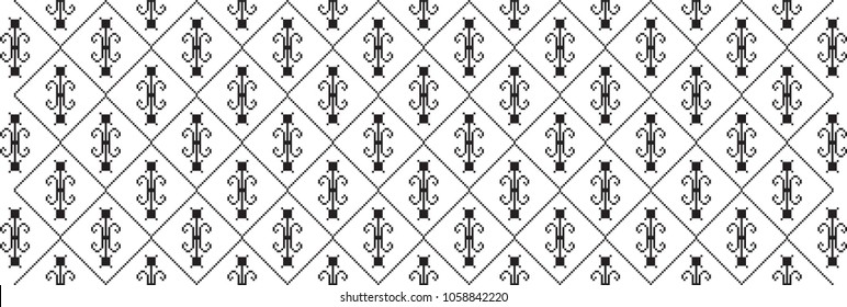 Traditional Romanian folk art knitted embroidery pattern
