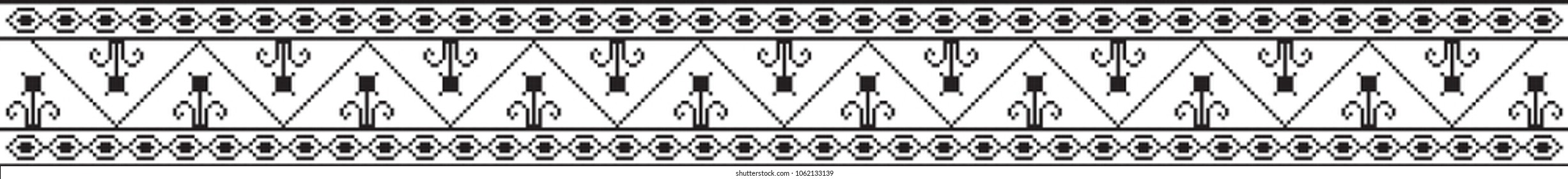 Traditional Romanian folk art knitted embroidery pattern
