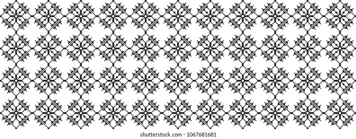 Traditional Romanian folk art knitted embroidery pattern
