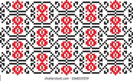 Traditional Romanian folk art knitted embroidery pattern
