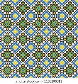Traditional Romanian folk art knitted embroidery pattern