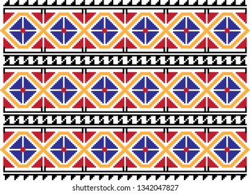 Traditional Romanian folk art knitted embroidery pattern
