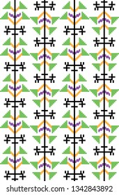 Traditional Romanian folk art knitted embroidery pattern
