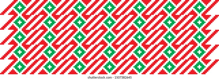 Traditional Romanian folk art knitted embroidery pattern; sewing pattern
