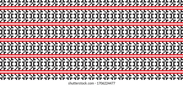 Traditional Romanian folk art knitted embroidery pattern; sewing pattern
