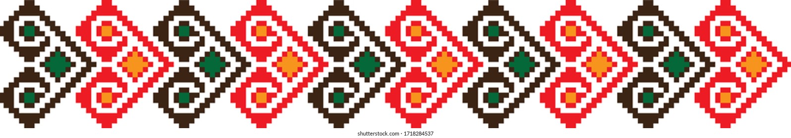 Traditional Romanian folk art knitted embroidery pattern; sewing pattern
