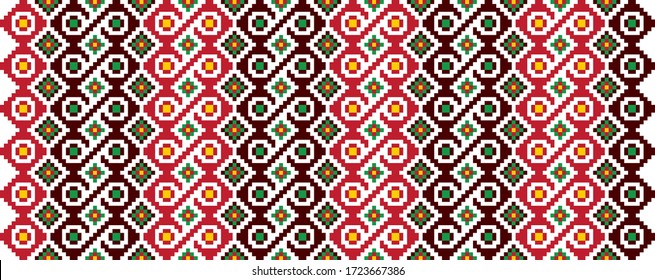 Traditional Romanian folk art knitted embroidery pattern; sewing pattern
