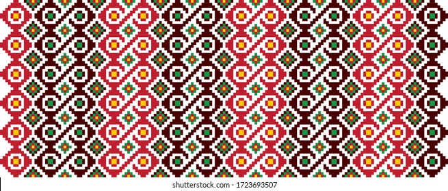 Traditional Romanian folk art knitted embroidery pattern; sewing pattern
