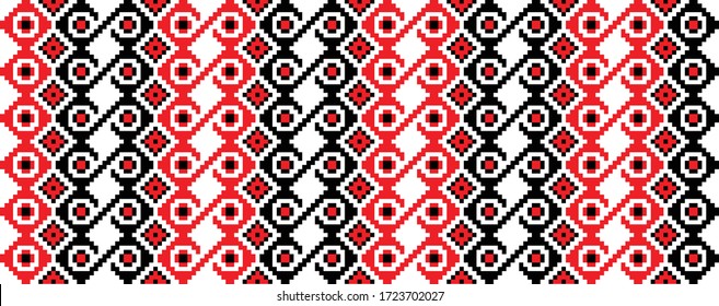Traditional Romanian folk art knitted embroidery pattern; sewing pattern
