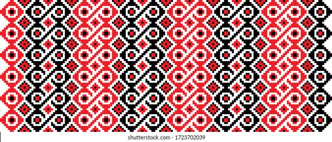 Traditional Romanian folk art knitted embroidery pattern; sewing pattern
