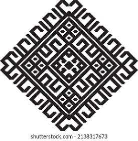 Motif traditionnel de broderie tricotée d'art populaire roumain; motif de couture
