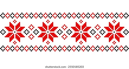 Padrão tradicional romeno de bordados de malha de arte popular; padrão de costura