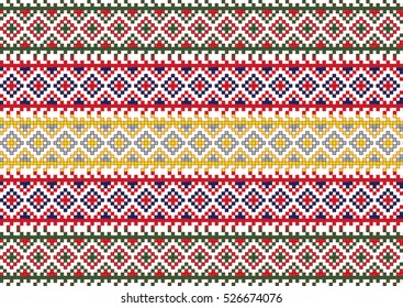 Traditional Romanian folk art knitted embroidery pattern