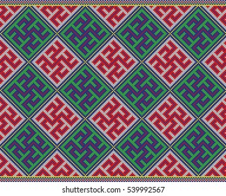 Traditional Romanian folk art knitted embroidery pattern.