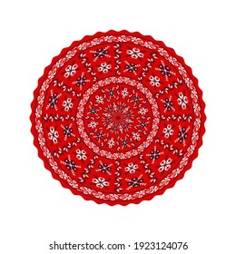 Traditional Romanian round decorative element, vector template 