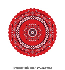 Traditional Romanian round decorative element, vector template 