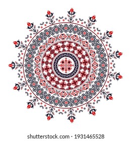 Traditional Romanian round decorative element, vector template 