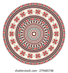 Traditional Romanian round decorative element, vector template