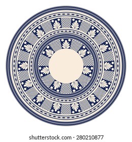 Traditional Romanian round decorative element, vector template 