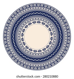 Traditional Romanian round decorative element, vector template 