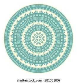 Traditional Romanian round decorative element, vector template 