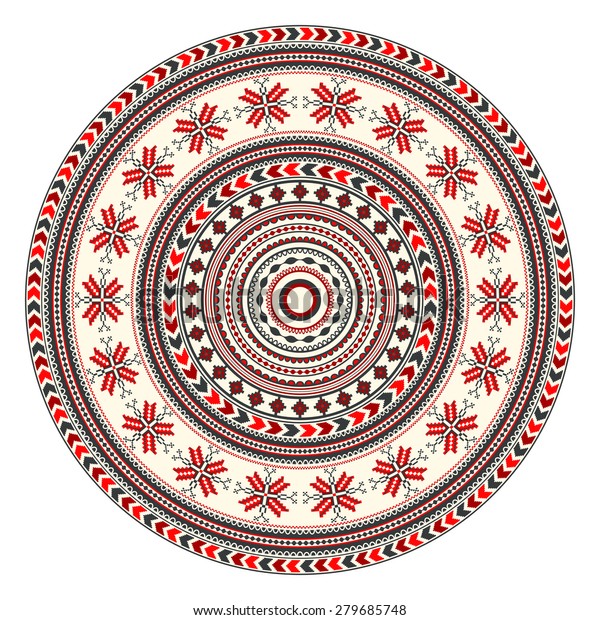 Traditional Romanian Round Decorative Element Vector Stock Vector ...