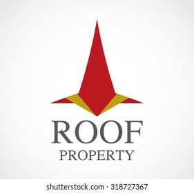 Traditional roof property abstract vector and logo design or template real estate business icon of company and corporate identity symbol concept