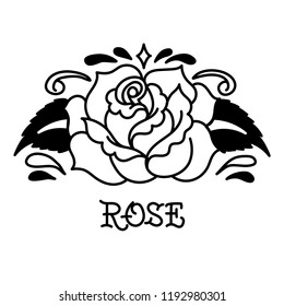 Traditional Rose Line Art Tattoo Vector Stock Vector (Royalty Free ...