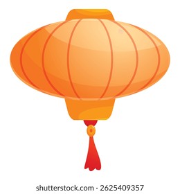 Traditional round chinese paper lantern hanging with red tassel for celebrating chinese new year