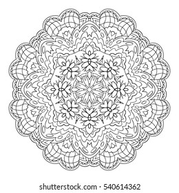 Traditional round coloring ornament. Oriental pattern. Mandala. Doodle drawing