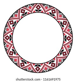 Traditional round embroidery. Vector illustration of ethnic round geometric embroidered pattern for your design