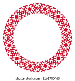 Traditional round embroidery. Vector illustration of ethnic round geometric embroidered pattern for your design